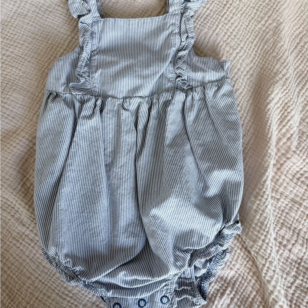 Carter's Blue and White Striped Baby Bubble Romper